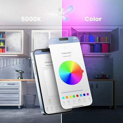 Feit Electric LED Garage Light, Multiple Adjustable Panels, E26 Base, Ideal for Garage, Workshop, Shed, 25,000-Hour Lifetime