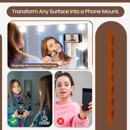 SUCKY Silicone Suction Phone Case Adhesive Mount - Anti-Slip Holder, Hands-Free Fidget Toy, Phone Accessory for iPhone and Android - Sticky Grip for Selfies, Videos, and Tiktok - Mocha Brown