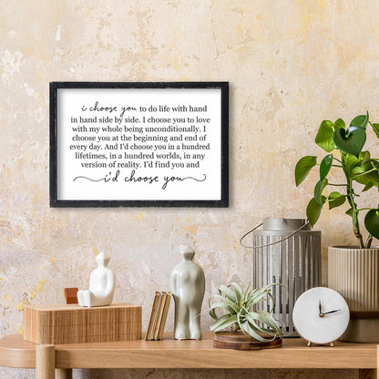 I Choose You To Do Life Sign Wall Decor 16X11 I Love You InchRomantic Marriage Art Wooden Framed Wall Hanging (Black)