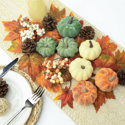 15 PCS Mini Pumpkin Decor - Plastic Pumpkins Fall Decor for Halloween Thanksgiving Artificial Pumpkins Fall Home Decor