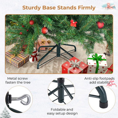 7.5 ft Artificial Christmas Tree with 1300 Branch Tips, Holiday Xmas Tree with Foldable Base and Easy Assembly, Outdoor Christmas Trees for Yard Porch Home Office Party Decoration, Green