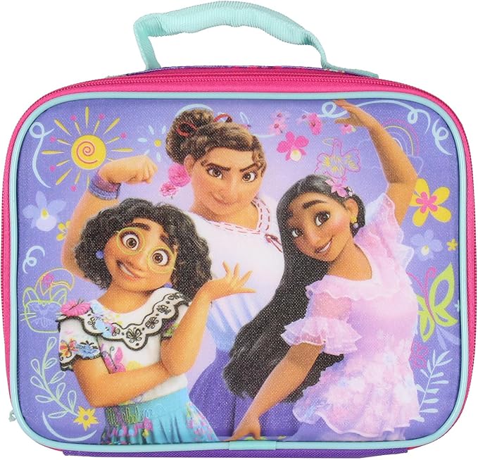 Disney Encanto Lunch Box Mirabel Isabela Luisa Diamond Dust Sparkly Insulated Lunch Bag 10"