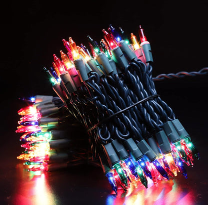 Green Wire,Multicolor,Incandescent Bulb 100 Mini String Lights for Indoor Christmas Tree Garland Birthday Wedding Party Festival Decoration