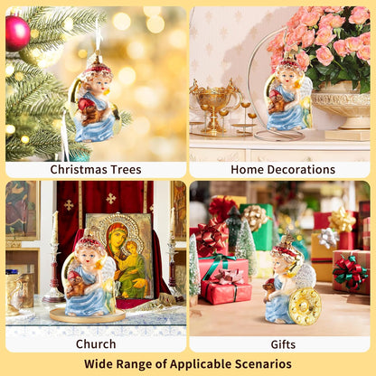 Angle Christmas Ornaments,Hand-Blown Glass Ornaments for Christmas Tree, Angle Watcher Collection Figurine Hanging Ornament,Glass Christmas Decorations for Angle Lovers Holiday Party Home Gifts