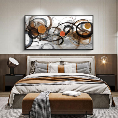 XLSJERST Black and Orange Picture Artwork - Boho Abstract Wall Art for Living Room Office Canvas Pintings Modern Minimalist Frame Wall Art 20x40 Inches