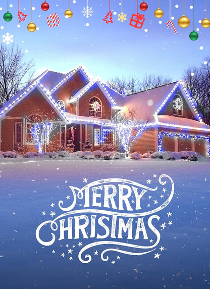 Minetom 100 Feet Led Christmas Lights,Blue White C9 Christmas String Lights Outdoor, 100 Strawberry Bulbs Connectable UL Certified for Indoor Outdoor Roofline Patio Holiday Party Backyard Xmas Decor