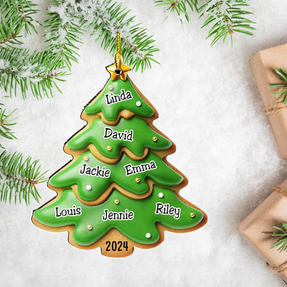 Personalized Family Christmas Acrylic Ornament 2024 - Custom Name Charms Family Members up to 10 People and Pets, Paw Charm Ornament Gifts for Family Tree Decoration (A05, 9 Names)