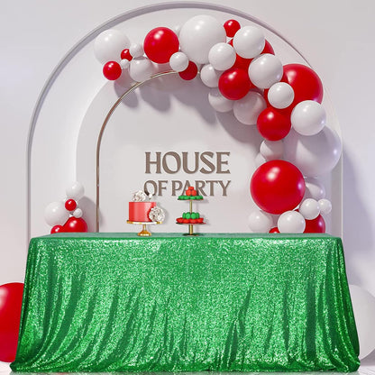 SquarePie Sequin Tablecloth 90 x 132 Inch Green Sparkly Table Cloth for Wedding Party Decoration