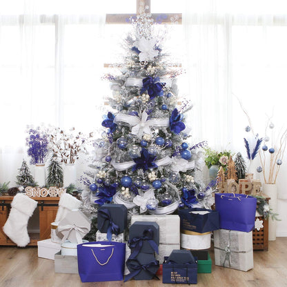Sea Team Shatterproof Clear Plastic Christmas Ball Ornaments Decorative Xmas Balls Baubles Set with Stuffed Delicate Decorations (60mm/2.36 inch 30-Pack, Royal Blue)
