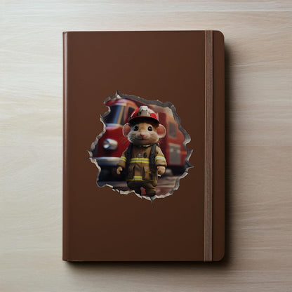 Firefighter Mouse in Mouse Hole Decal - Mouse Hole 3D Wall Sticker