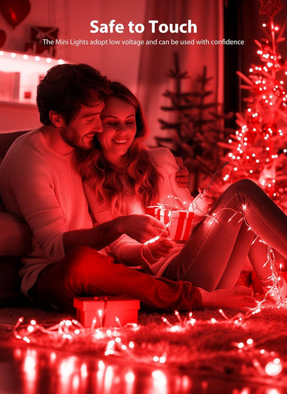 Red Mini Christmas Lights - 39 Feet 100 LED Fairy String Lights with 8 Lighting Modes Waterproof Connectable for Indoor Outdoor Xmas Tree Garland Wreath Holiday Valentine's Day Decoration