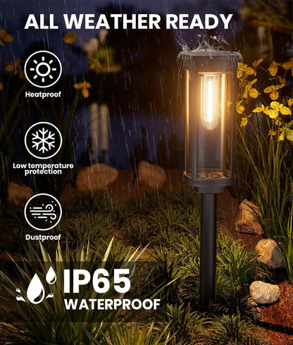 6 Pack Solar Pathway Lights Outdoor, Modern Super Brightness LED Solar Path Lights, IP65 Waterproof Garden Solar Powered Landscape Lighting for Outside Yard Garden Driveway Walkway Decor
