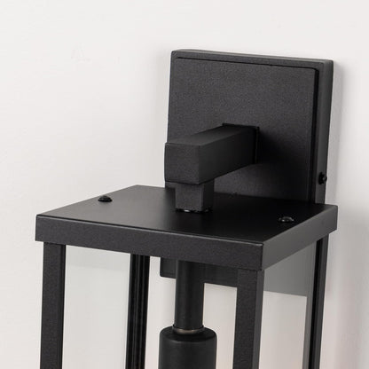 mirrea 18" Classic Outdoor Wall Sconce 1 Light in Matte Black Rectangular Metal Frame and Clear Glass Shade Waterproof Porch Light Patio Light Pack of 2