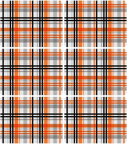 Fall Placemats Set of 6 Fall Orange Black Buffalo Plaid Plastic Table Mats Autumn Thanksgiving Place Mats Halloween Seasonal Table Decoration for Indoor Outdoor Party Kitchen Dining