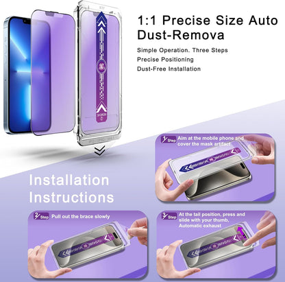 2 Pack Anti Blue Light Matte Screen Protector for iPhone 16e and iPhone 14 and iPhone 13 and iPhone 13 Pro 6.1-Inch Auto Dust Removal, No Bubbles, Tempered Glass Film, Easy Installation