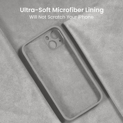 FireNova Designed for iPhone 15 Plus Case, Silicone [Camera Protection] Case with [2 Screen Protectors], Soft Anti-Scratch Microfiber Lining Inside, 6.7 inch, Natural Titanium