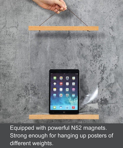 FALAMON Magnetic Poster Hanger Frame, 25x19 25x36 25x38 Teak Wood Magnet Poster Frame for Posters, Prints, Photos, Pictures, Maps, Scrolls, and Canvas Artwork
