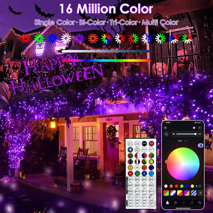 YIQU Smart Color Changing Halloween Lights, 66 FT 200 LED RGB Christmas String Lights with Remote App Control & Timer, Music Sync Multiple Modes Twinkle Light Waterproof Indoor Outdoor Decor