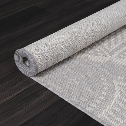 Medallion Outdoor Rug 10x14 Washable Outside Carpet for Indoor Patio Porch Waterproof Easy Cleaning Non Shedding Area Rugs Gray 10 x 14