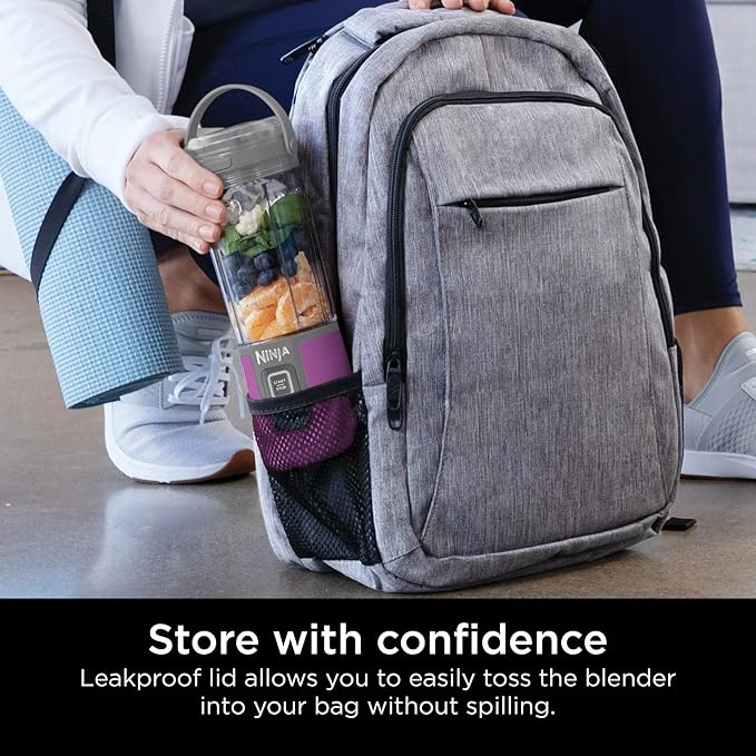 Ninja Blast 16 oz. Personal Portable Blender with Leak Proof Lid and Easy Sip Spout, Perfect for Smoothies, Cordless, USB-C Rechargeable, Dishwasher Safe Parts (Renewed) (Passion Fruit Purple)