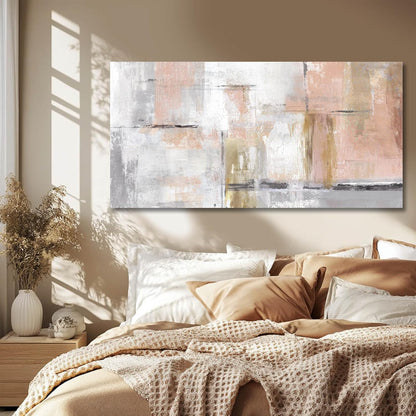 SOUGUAN Canvas Art Gold Wall Decor for Girl Pink Pictures for Living Room Wall Decoration Abstract Wall Art White Modern Painting Pictures 20"x40"