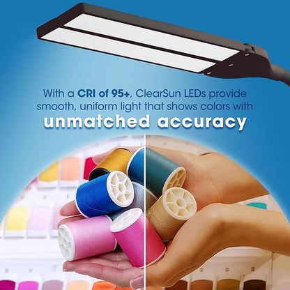 OttLite Pivot LED Desk Lamp – 3 Color Modes, 40-Minute Shut-Off Timer, Adjustable Neck, ClearSun LED, Touch Activated Controls, Gradual Dimmer, for Working, Crafting, Sewing, Studying (Black)