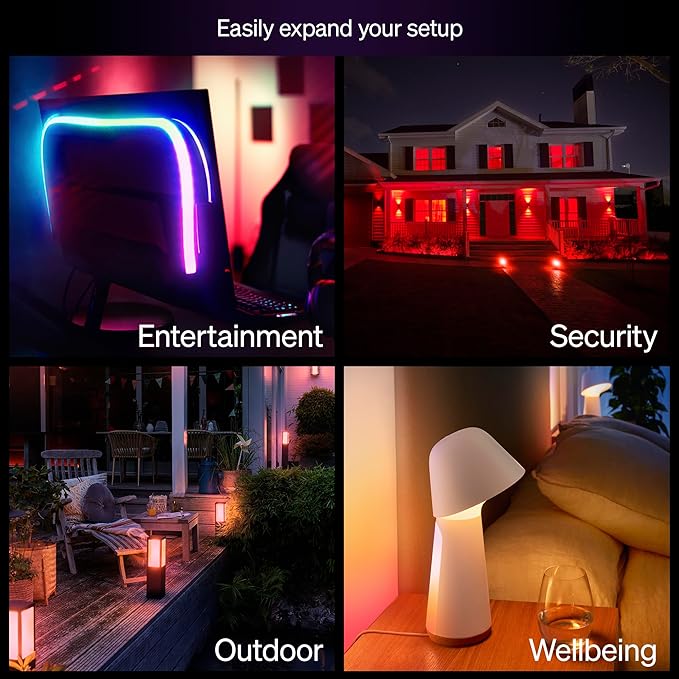 Philips Hue Essential Smart LED A19 Bulb, White and Color Ambiance, E26 Base, 8.8W, 2200K-6500K, 800 Lumens, Dimmable, Works with Alexa, Google, and Apple Home, 2-Pack