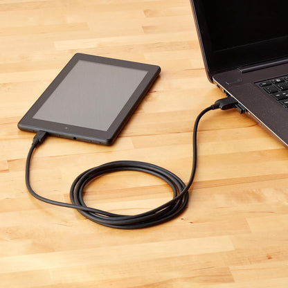 Amazon Basics 2-Pack USB-A to Micro USB Charging Cable, 480Mbps Transfer Speed with Gold-Plated Plugs, USB 2.0, 6 Foot, Black