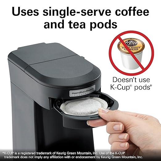 Hamilton Beach Commercial 1 Cup Pod Coffeemaker, Black, Single Serve Coffee Brewer, HDC200B