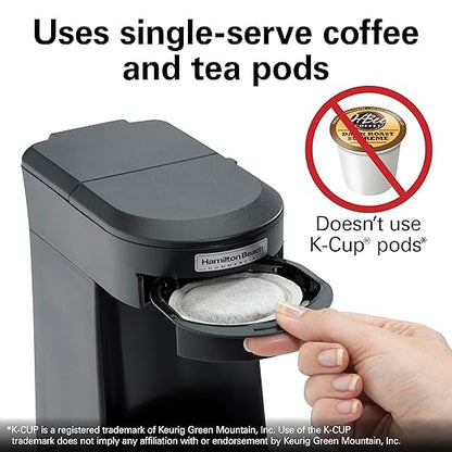 Hamilton Beach Commercial 1 Cup Pod Coffeemaker, Black, Single Serve Coffee Brewer, HDC200B