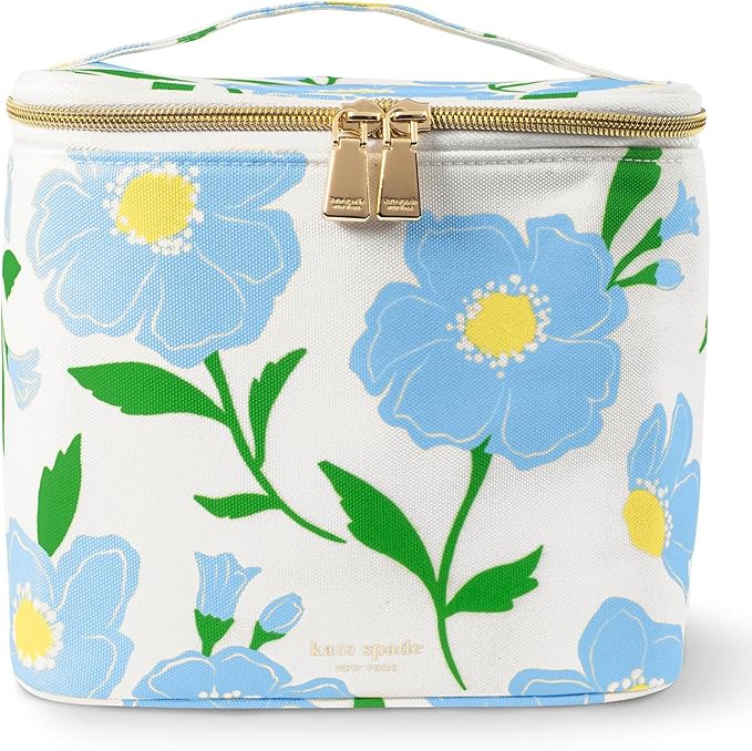 kate spade new york, Insulated Lunch Tote, Small Lunch Cooler, Cute Lunch Bag for Women, Striped Thermal Bag with Double Zipper Close and Carrying Handle (Sunshine Floral)