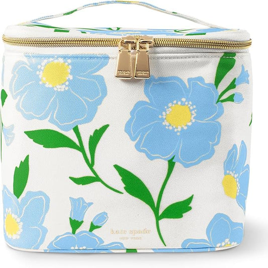 kate spade new york, Insulated Lunch Tote, Small Lunch Cooler, Cute Lunch Bag for Women, Striped Thermal Bag with Double Zipper Close and Carrying Handle (Sunshine Floral)