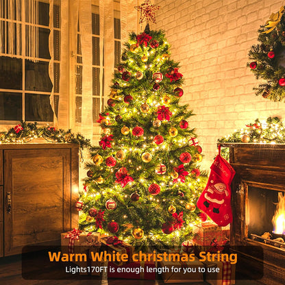 XTF2015 170FT 500 LED Christmas String Lights, Christmas Lights End to End Plug 8 Modes Memory Function with Timer, UL Certified Outdoor Indoor Fairy Light Christmas Tree, Patio, Party (Warm White)