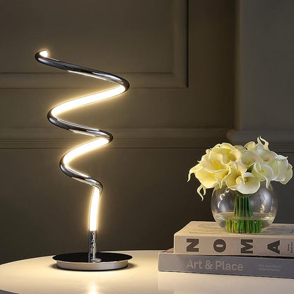 JONATHAN Y 19.75" Chrome Modern Scribble Dimmable Integrated LED Table Lamp, 3-Way Touch Sensor Desk Lamp for Living Room, Bedroom, Office, Minimalist Glam Decor JYL7026A