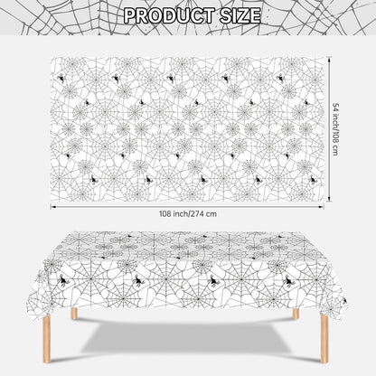 2 Pcs Halloween Tablecloth - Plastic Halloweens Spider Webs Table Cloth, White Disposable Rectangle Spiderweb Table Cover for Halloween Party Decorations Supplies Favors Tables Decor, 108 x 54 Inch
