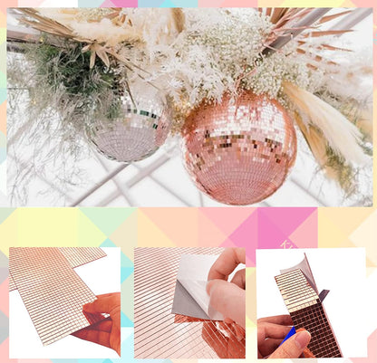 REDODEDO 2400pcs Real Glass Rose Gold Mirrors Mosaic Tiles Sticker for Craft Square Glass Tiles Self Adhesive,5mm by 5mm (Rose Gold)