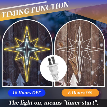 51'' Christmas Star of Bethlehem LED Star Hanging Lights Nativity Holy Family Light for Door Window Porch Wall Decoration Plug Operated Lighted Hanging Tree Topper(White, Warm Light)