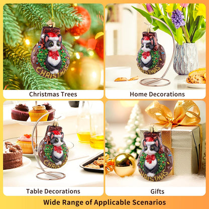 Christmas Tree Ornaments,Hand-Blown Glass Ornaments,Devon Cat Collection Hanging Ornament,Personalized Donut Ornament,Christmas Decorations for Animal Lovers Holiday Party Home Gifts