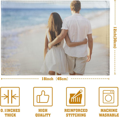 Custom Placemats with Picture Text Set of 4 Personalized Photo Place Mats for Dining Tables 12x18 Inch Customized Image Heat Resistant Non Slip Washable Linen Table Mat