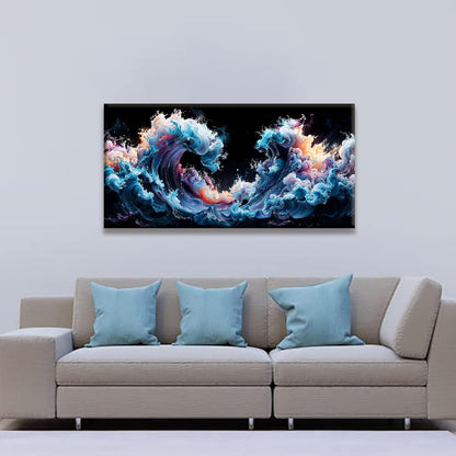 QSQ Canvas Art Wall Decor Colorful Waves Abstract Wall Art For Living Room Modern Canvas Prints Pictures Colorful Wall Art Picture For Bedroom Hotel Home Wall Decor 24 X 48 Inch
