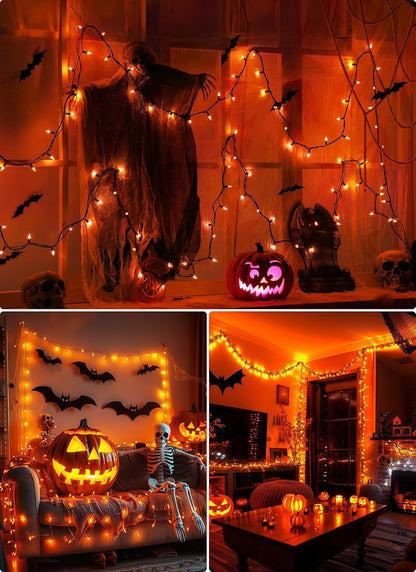 Orange Halloween Mini Lights, 50 Count 13 Feet Incandescent Bulb Mini String Lights, Connectable Halloween Lights for Haunted House Ghost Party Holiday Window Indoor Outdoor Decoration, Orange