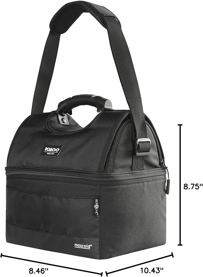 Igloo Gripper Soft Sided Cooler Bag | Insulated Dual Compartment Lunch Cooler