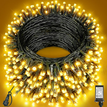 Warm White Christmas Lights Outdoor, 157FT 480 LED Christmas Tree Lights Waterproof, 8 Modes Plug in Fairy String Light for Indoor Party Xmas Tree Wedding Garden Patio Porch Decorations