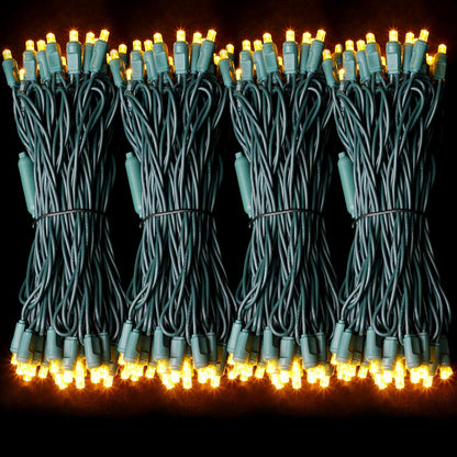 50LED String Lights,LED Christmas Lights,6" SPACING,Green Wire,Yellow Colour,Commercial Grade