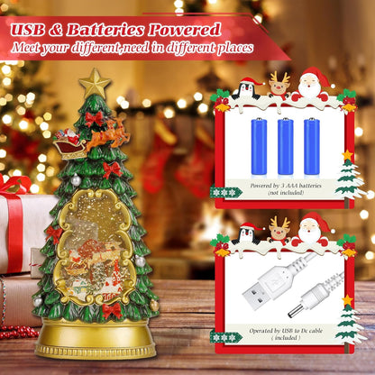 Christmas Snow Globes,with Musical and 6 Hour Timer,Snow Globes Lights, Christmas Indoor Decorations, Christmas Tree Decorations,USB & Battery Powered,Christmas Christmas Santa Claus