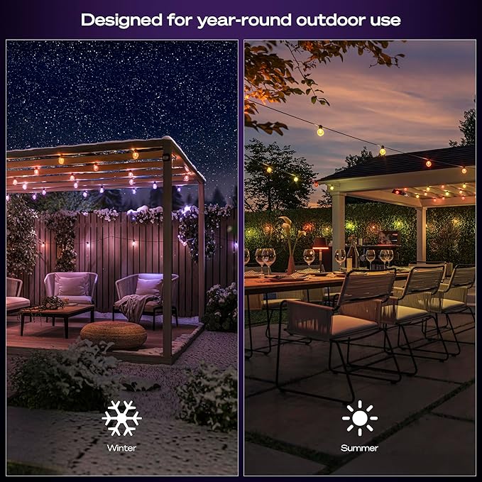 Philips Hue Festavia Globe Outdoor String Lights, White & Color Ambiance, 22ft,8 Bulbs, Dimmable, Control with Hue App or Voice, Bridge Required