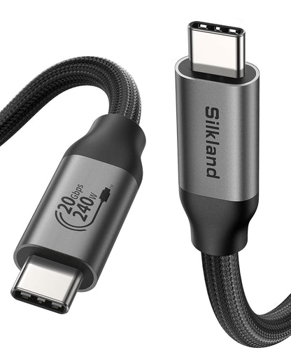 Silkland USB 4 for Long Thunderbolt 4 Cable 16.5FT/5M, 20Gbps Data Transfer, Supports 5K/4K@60Hz, 240W PD 3.1 Charging, USB C Video Cable Compatible for Thunderbolt 3, MacBook, SSD, Docking,VR Headset