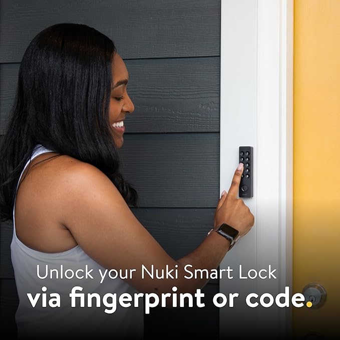 Nuki Keypad 2, Fingerprint Door Access, Secure Code Entry for Smart Lock, Easy Install, Keyless Entry for Kids, Seniors, Guests, Smartphone-Free Access