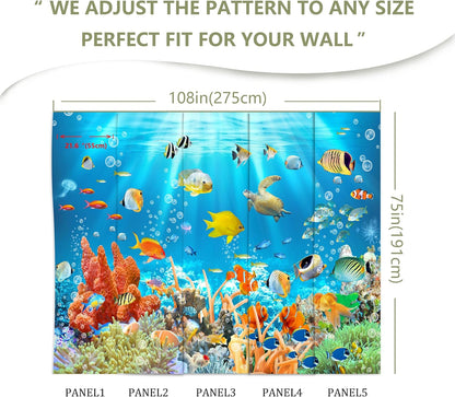 Undersea Wallpaper The Underwater World Turtle Goldfish Clown Fish Wall Mural for Bedroom Living Room (Not Peel n' Stick)
