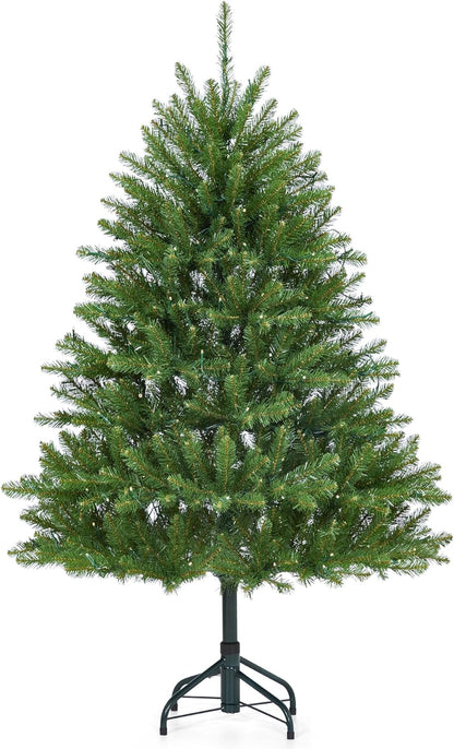 6FT Pre-Lit Artificial Christmas Tree with Color Lights,Green PE & PVC Artificial Xmas Tree,Easy Assembly, Full Branch Tips& Foldable Stand for Home, Office, Party Decoration for Xmas Holiday